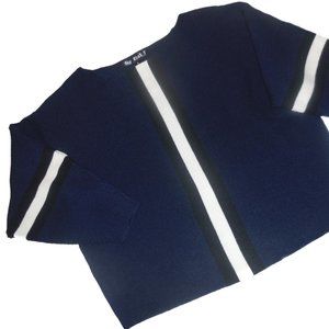 Pullover Cropped Sweater NEW Blue Short Knit Top 3/4 Sleeve Lightweight